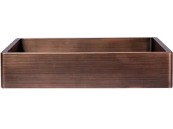 Rectangular 18 3/4" x 15 3/4" Thick Rim Stainless Steel Bathroom Vessel Sink with Drain in Bronze