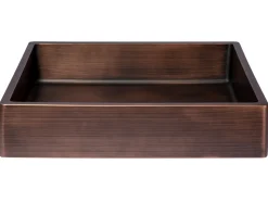 Rectangular 18 3/4" x 15 3/4" Thick Rim Stainless Steel Bathroom Vessel Sink with Drain in Bronze