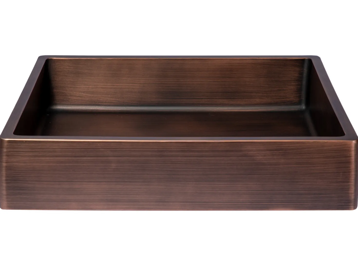 Rectangular 18 3/4" x 15 3/4" Thick Rim Stainless Steel Bathroom Vessel Sink with Drain in Bronze