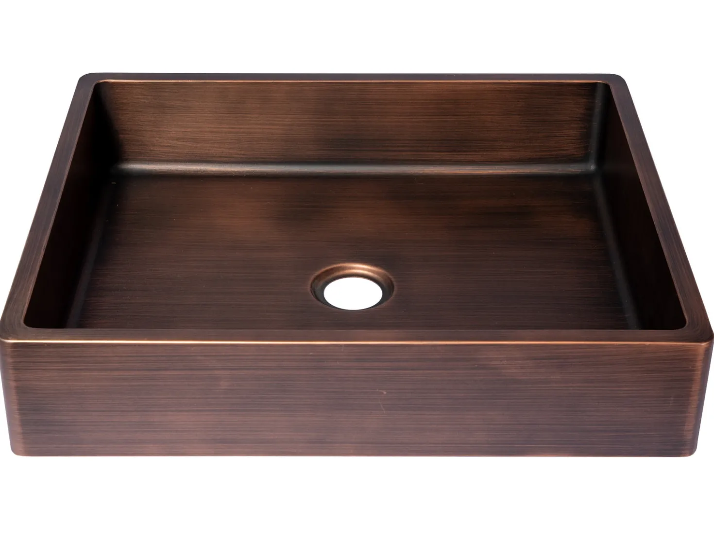 Rectangular 18 3/4" x 15 3/4" Thick Rim Stainless Steel Bathroom Vessel Sink with Drain in Bronze