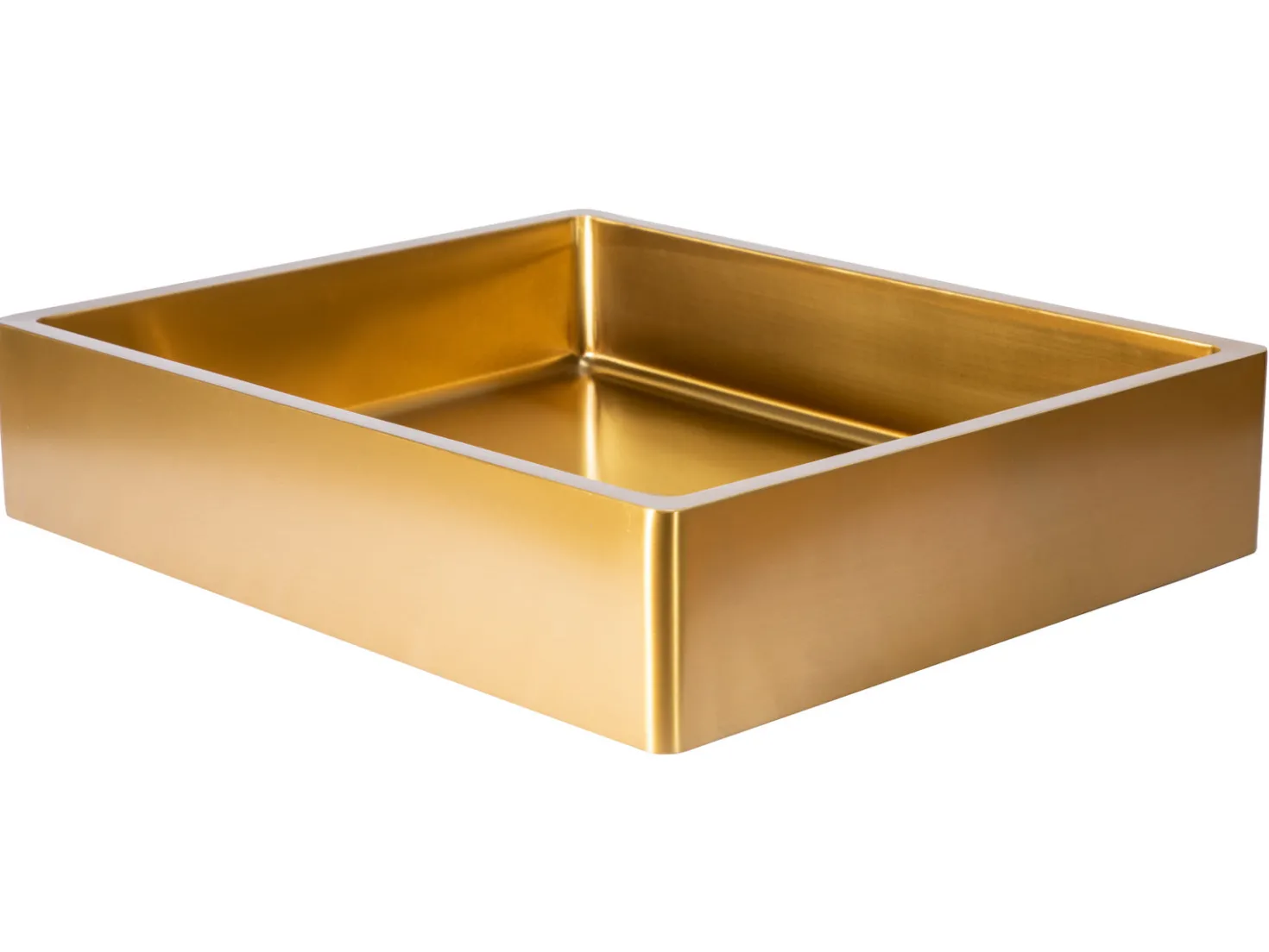 Rectangular 18 3/4" x 15 3/4" Thick Rim Stainless Steel Bathroom Vessel Sink with Drain in Gold