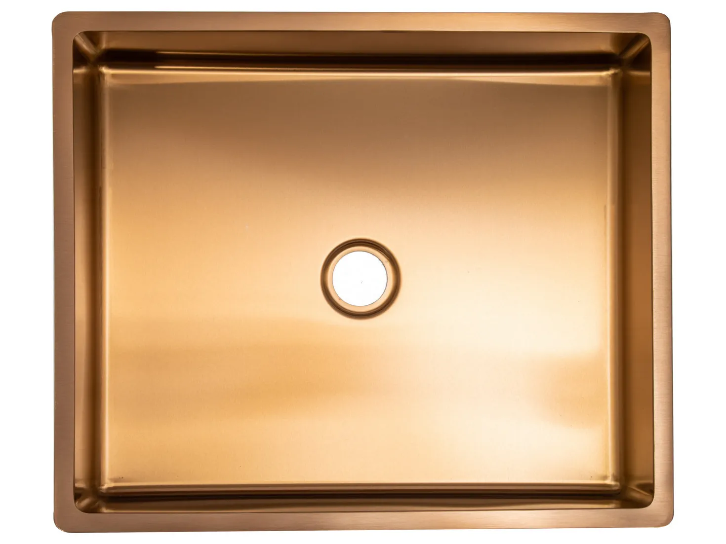 Rectangular 18 3/4" x 15 3/4" Thick Rim Stainless Steel Bathroom Vessel Sink with Drain in Rose Gold