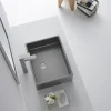 Rectangular 18 3/4" x 15 3/4" Thick Rim Stainless Steel Bathroom Vessel Sink with Drain in Silver