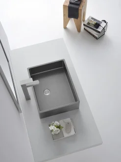 Rectangular 18 3/4" x 15 3/4" Thick Rim Stainless Steel Bathroom Vessel Sink with Drain in Silver