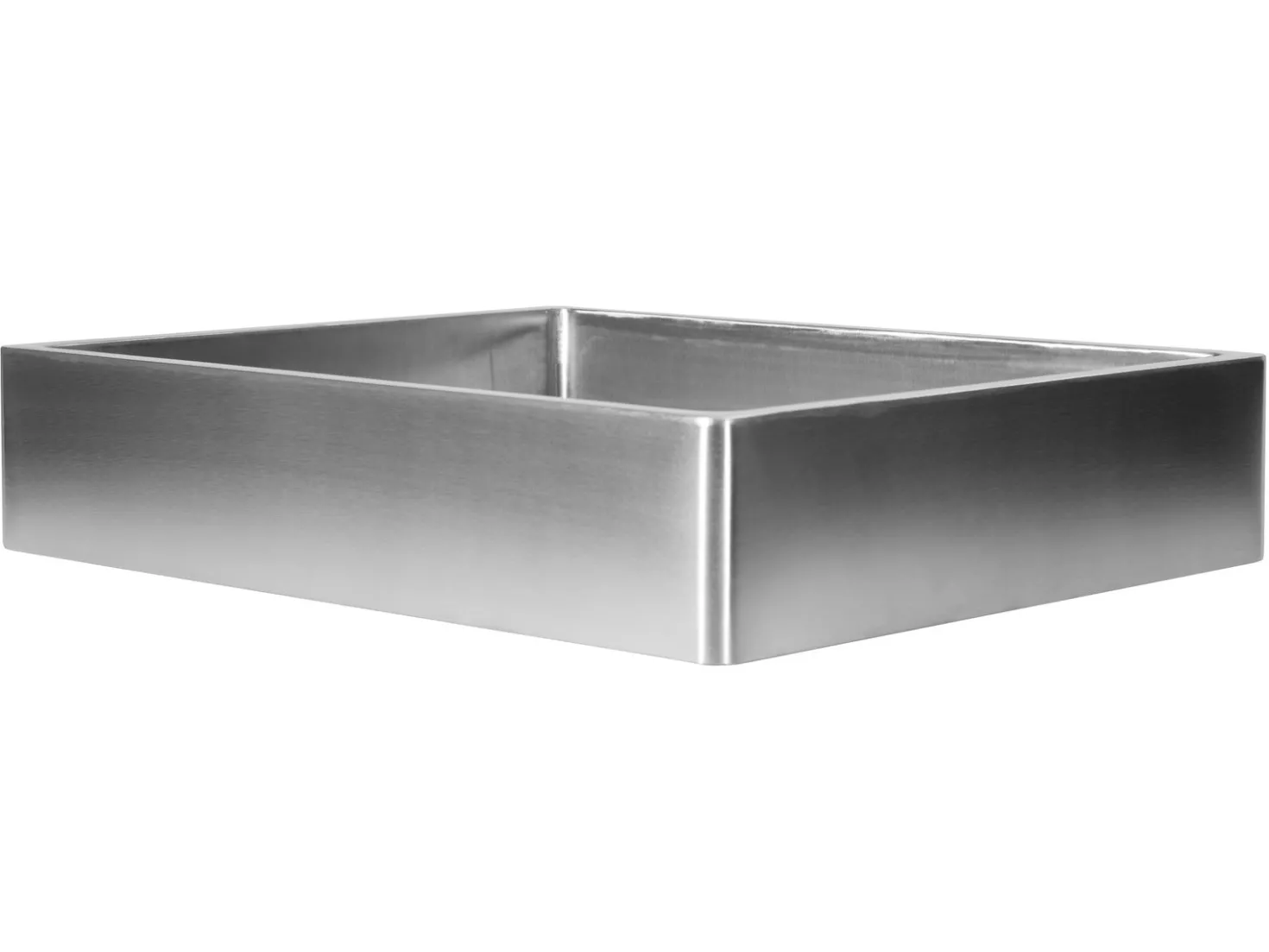 Rectangular 18 3/4" x 15 3/4" Thick Rim Stainless Steel Bathroom Vessel Sink with Drain in Silver