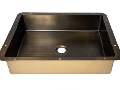 Rectangular 20' x 16" Undermount Stainless Steel Bathroom Sink and Drain in Antique Gold