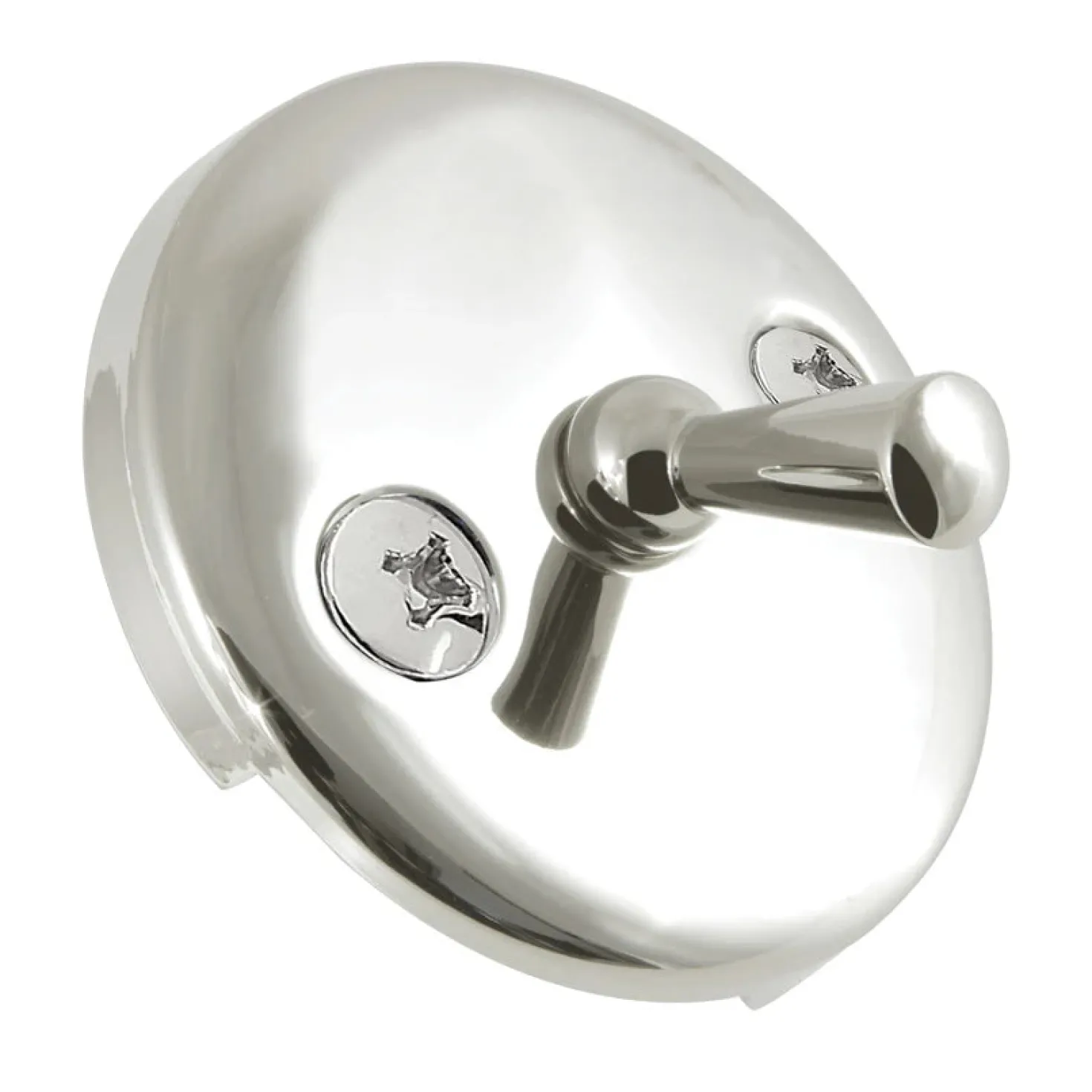Round Bathtub Overflow Plate with Trip Lever in Polished Nickel