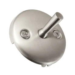 Round Bathtub Overflow Plate with Trip Lever in Brushed Nickel