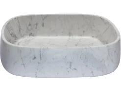 Rounded Rectangular Vessel Sink in Carrara Marble
