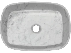 Rounded Rectangular Vessel Sink in Carrara Marble