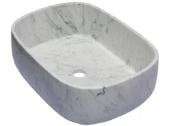 Rounded Rectangular Vessel Sink in Carrara Marble