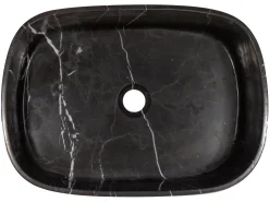 Rounded Rectangular Vessel Sink in Nero Marquino Marble