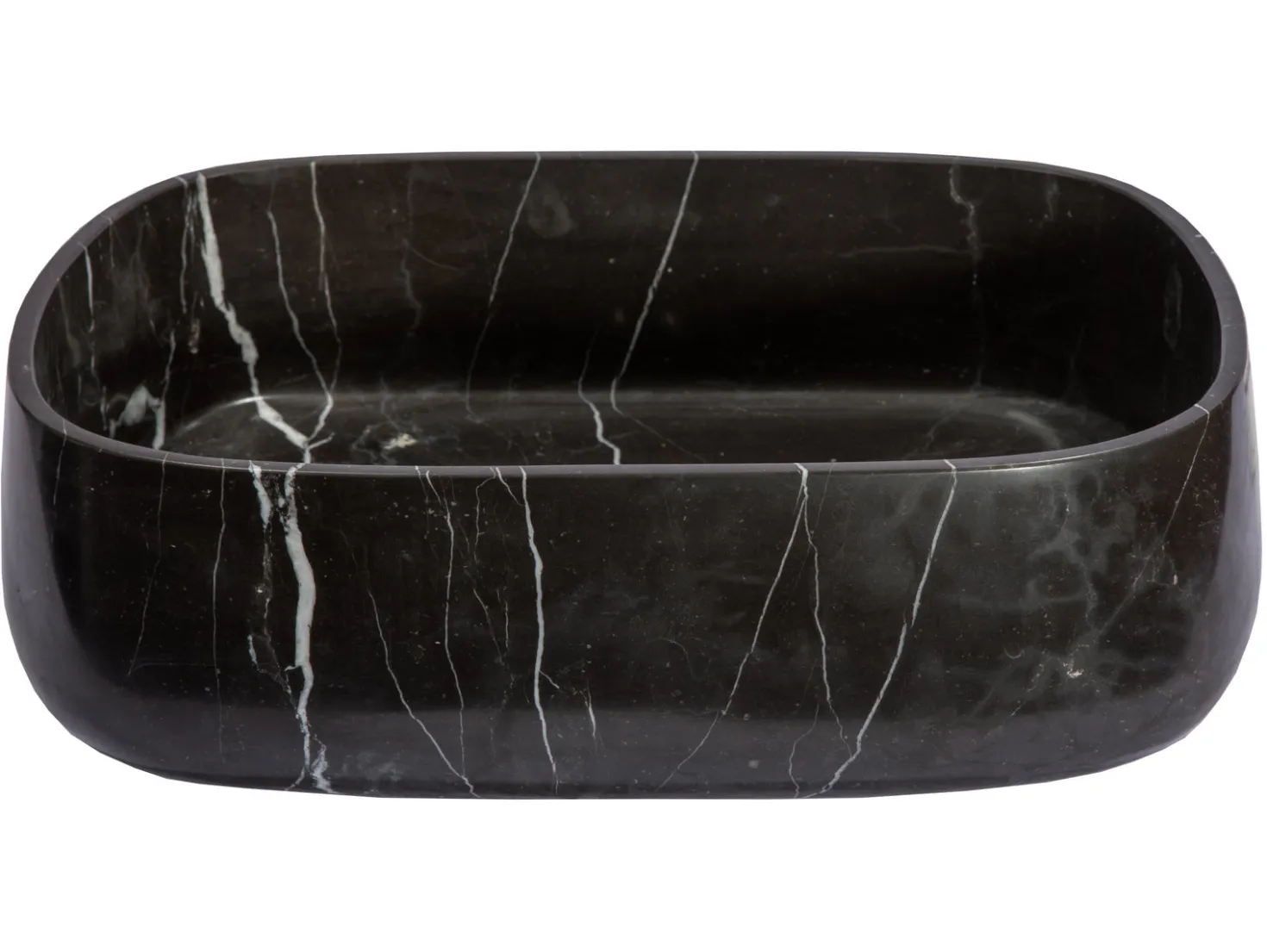 Rounded Rectangular Vessel Sink in Nero Marquino Marble