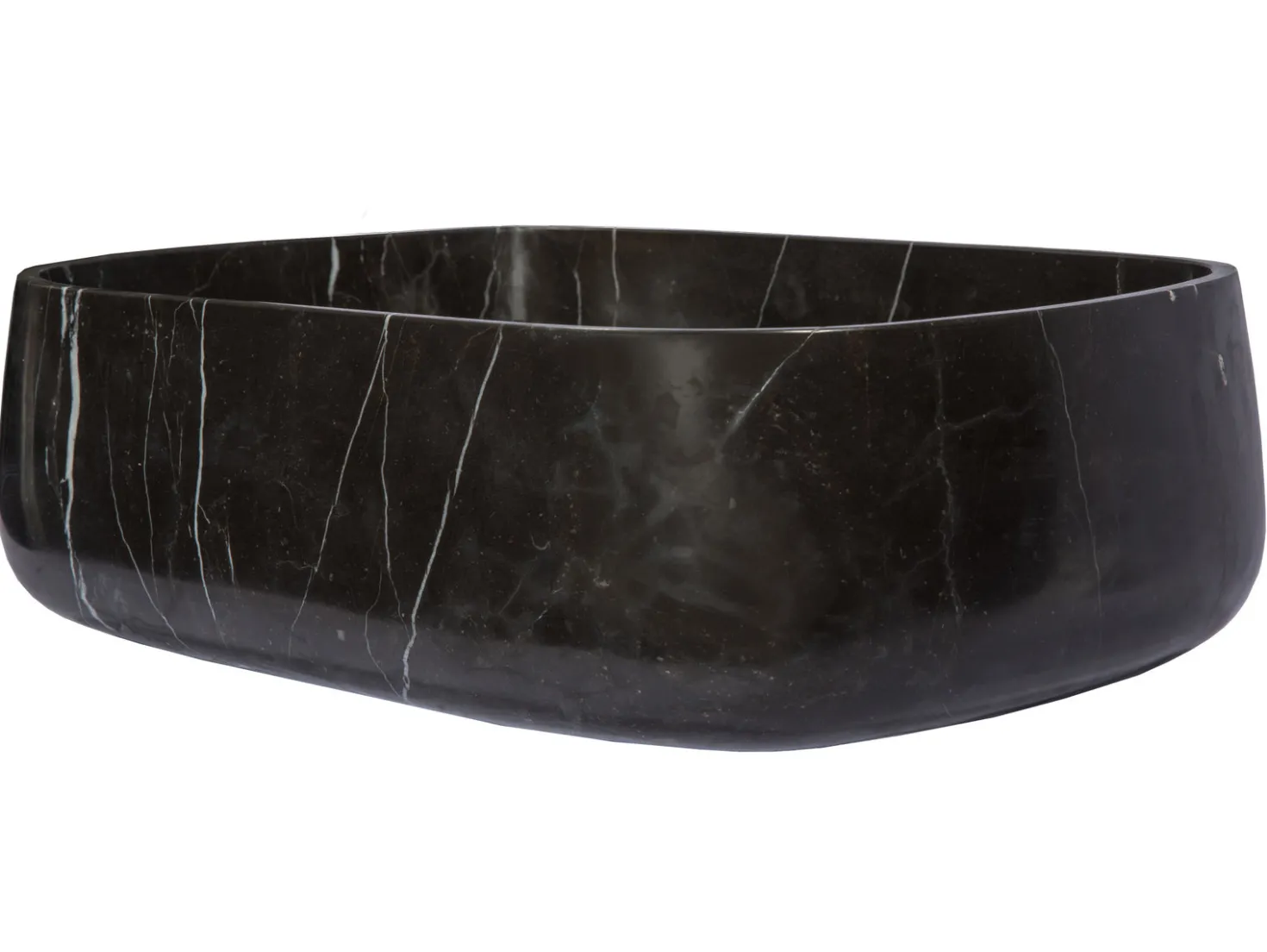 Rounded Rectangular Vessel Sink in Nero Marquino Marble