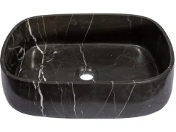Rounded Rectangular Vessel Sink in Nero Marquino Marble