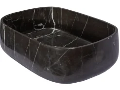 Rounded Rectangular Vessel Sink in Nero Marquino Marble