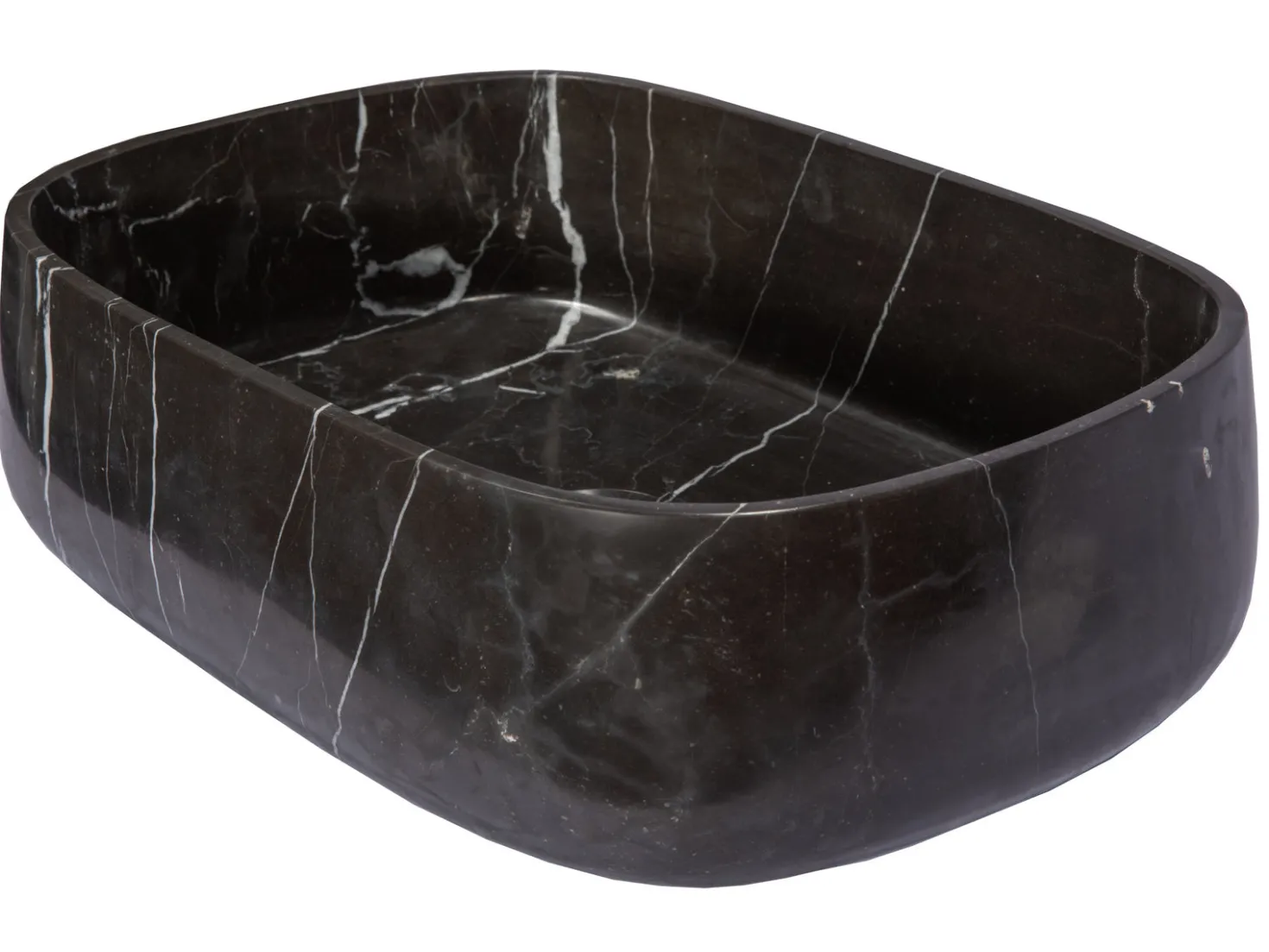 Rounded Rectangular Vessel Sink in Nero Marquino Marble