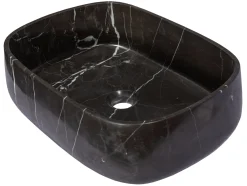 Rounded Rectangular Vessel Sink in Nero Marquino Marble