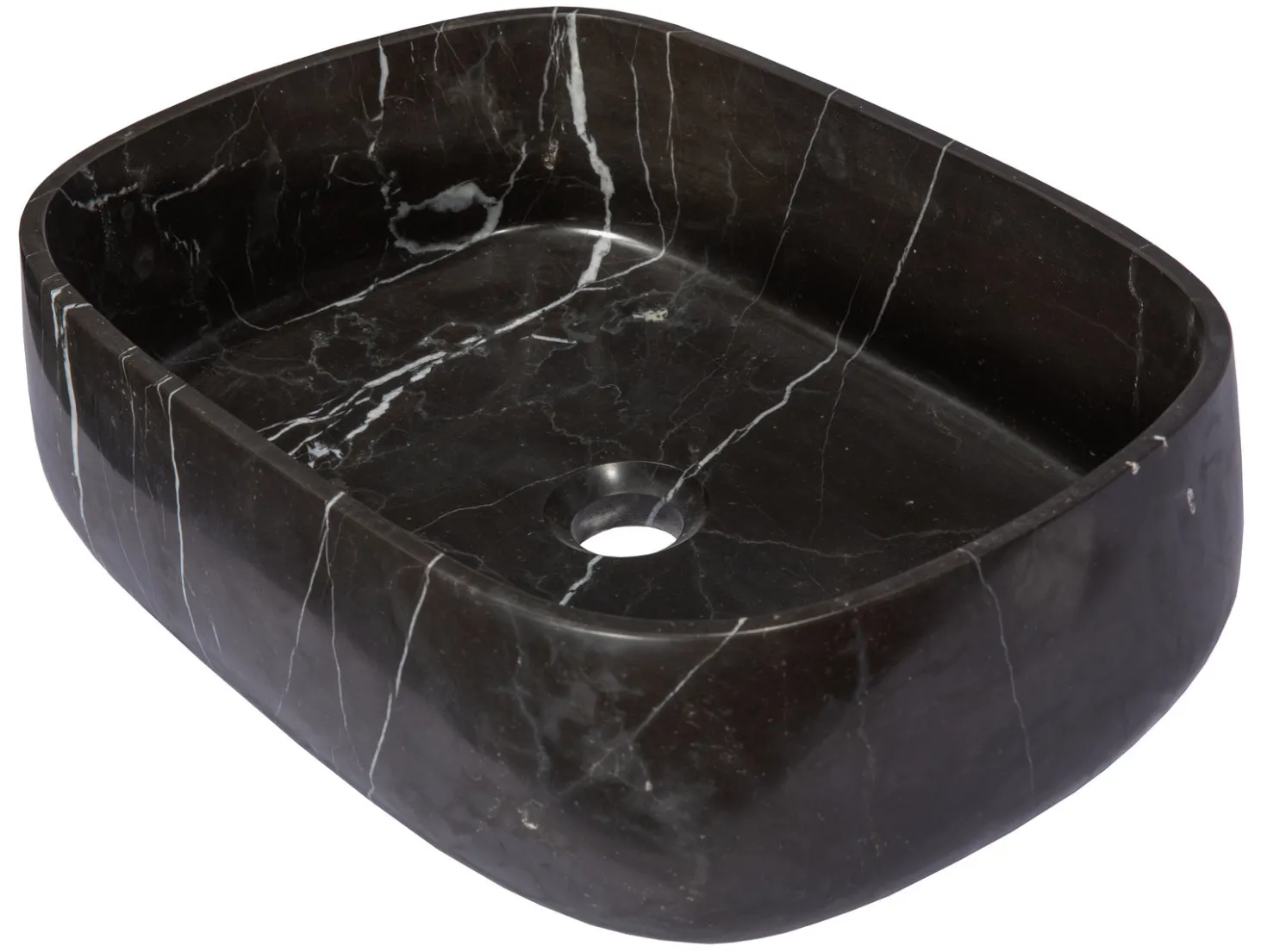 Rounded Rectangular Vessel Sink in Nero Marquino Marble
