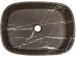 Rounded Rectangular Vessel Sink in Pietra Grey Marble