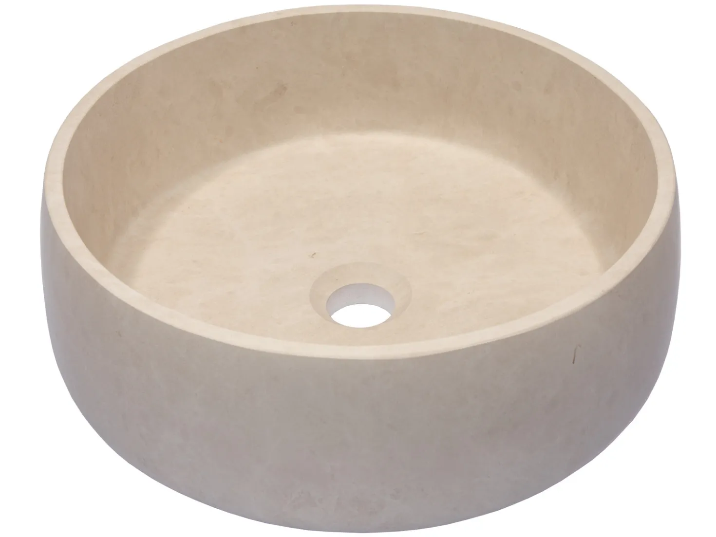 Rounded Vessel Sink in Beige Marble