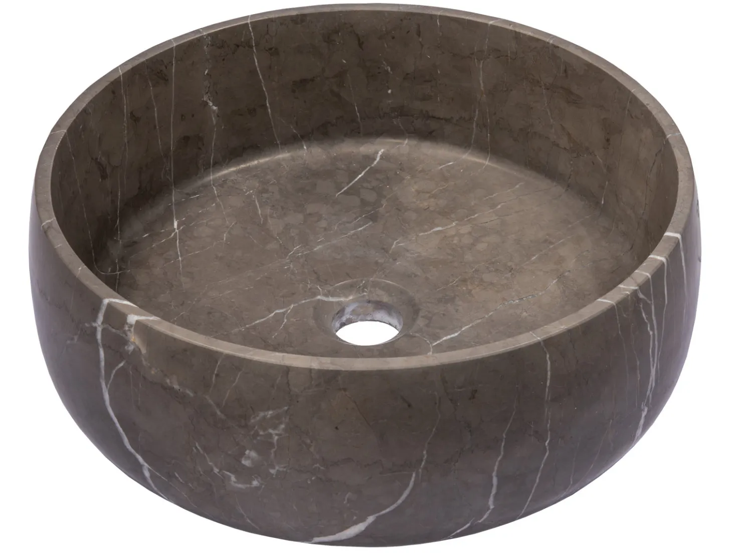 Rounded Vessel Sink in Pietra Grey Marble