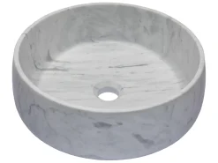 Rounded Vessel Sink in White Carrara Marble