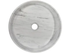 Rounded Vessel Sink in White Carrara Marble