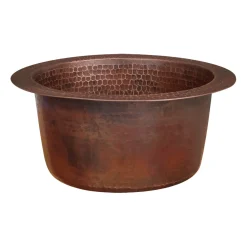 10" Round Hammered Copper Bar Sink with 2" Drain Opening