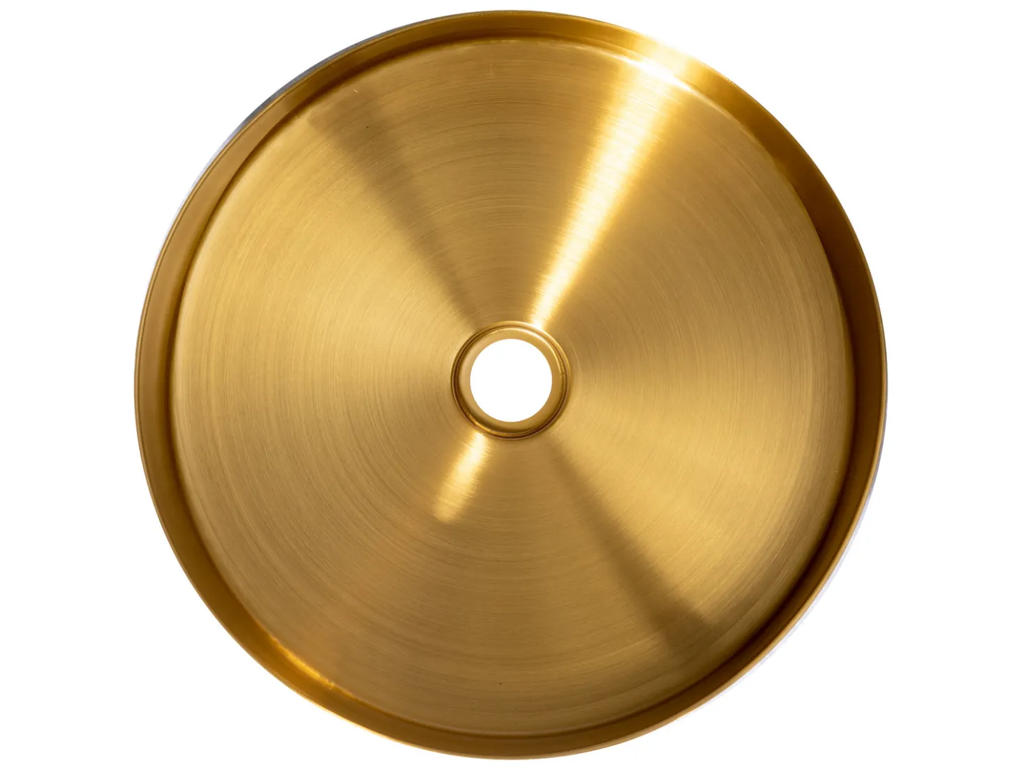 15" Round Stainless Steel Bathroom Vessel Sink with Drain in Gold