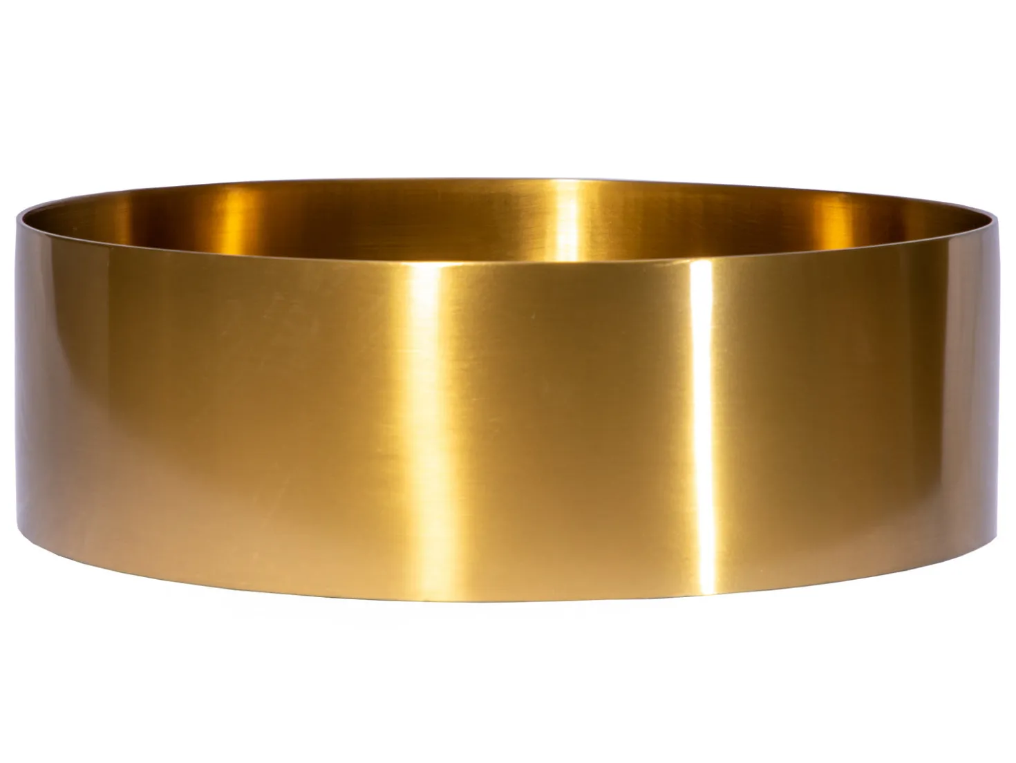15" Round Stainless Steel Bathroom Vessel Sink with Drain in Gold