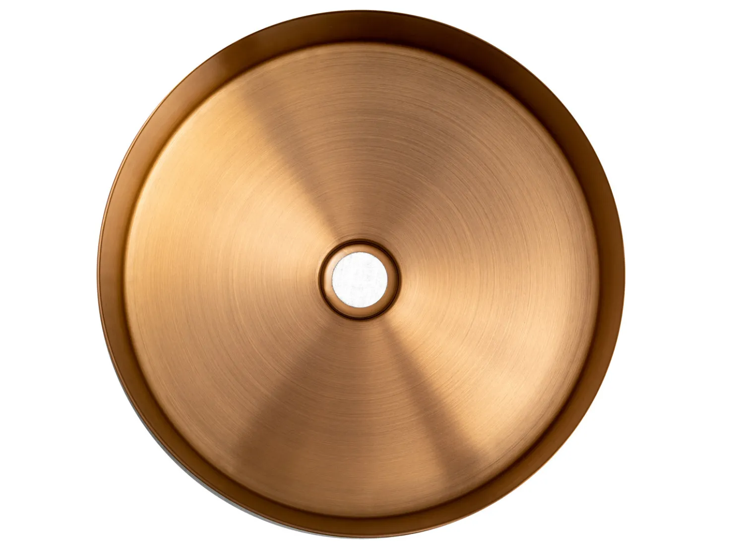 15" Round Stainless Steel Bathroom Vessel Sink with Drain in Rose Gold