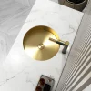 15" Round Stainless Steel Undermount Bathroom Sink with Drain in Gold
