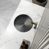 15" Round Stainless Steel Undermount Bathroom Sink with Drain in Black