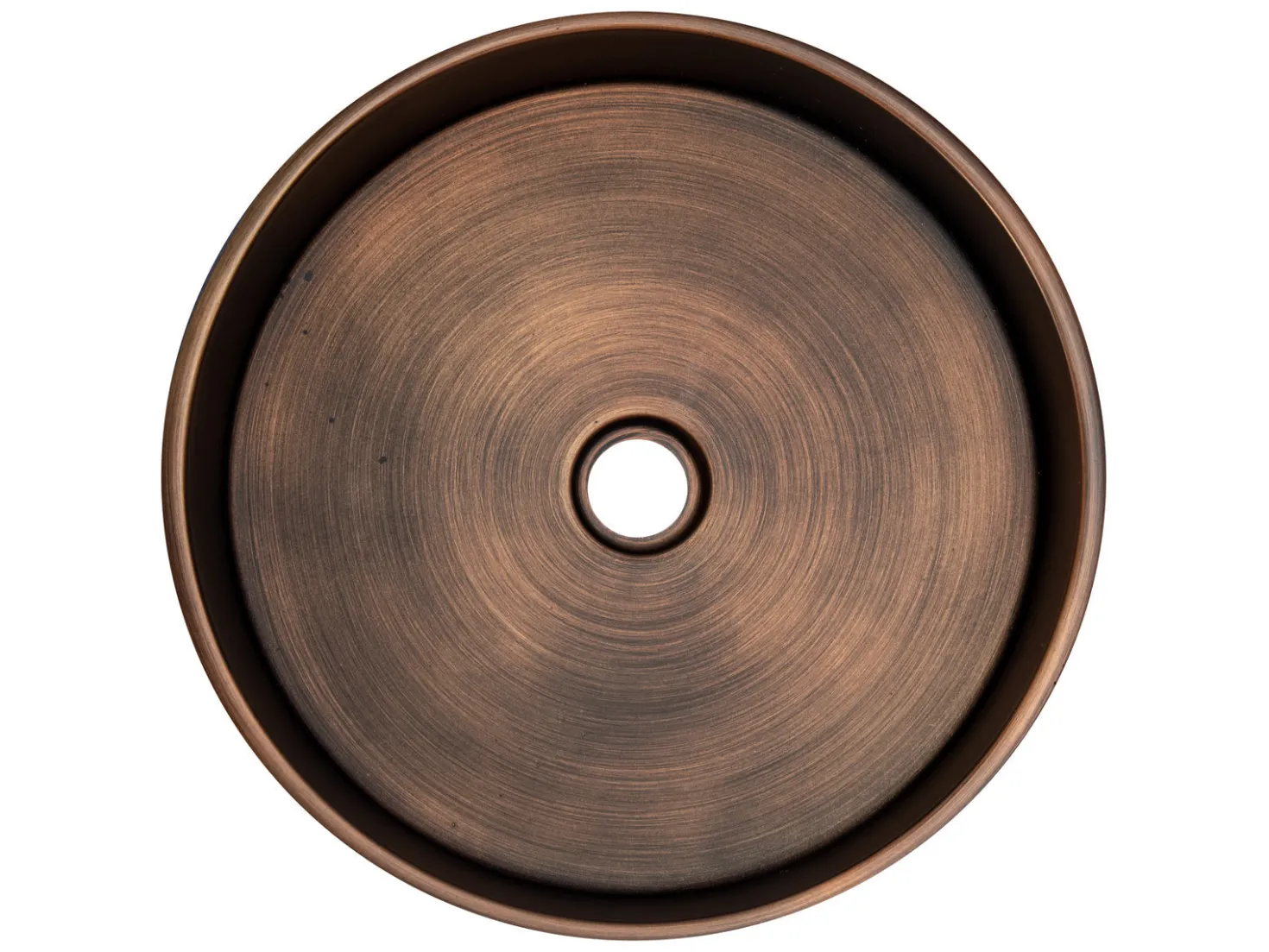 15 3/4" Round Thick Rim Stainless Steel Bathroom Vessel Sink with Drain in Bronze