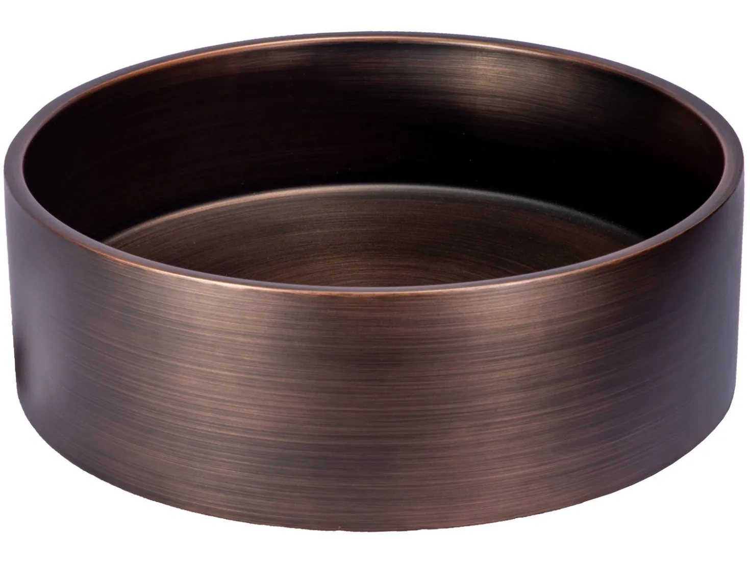 15 3/4" Round Thick Rim Stainless Steel Bathroom Vessel Sink with Drain in Bronze