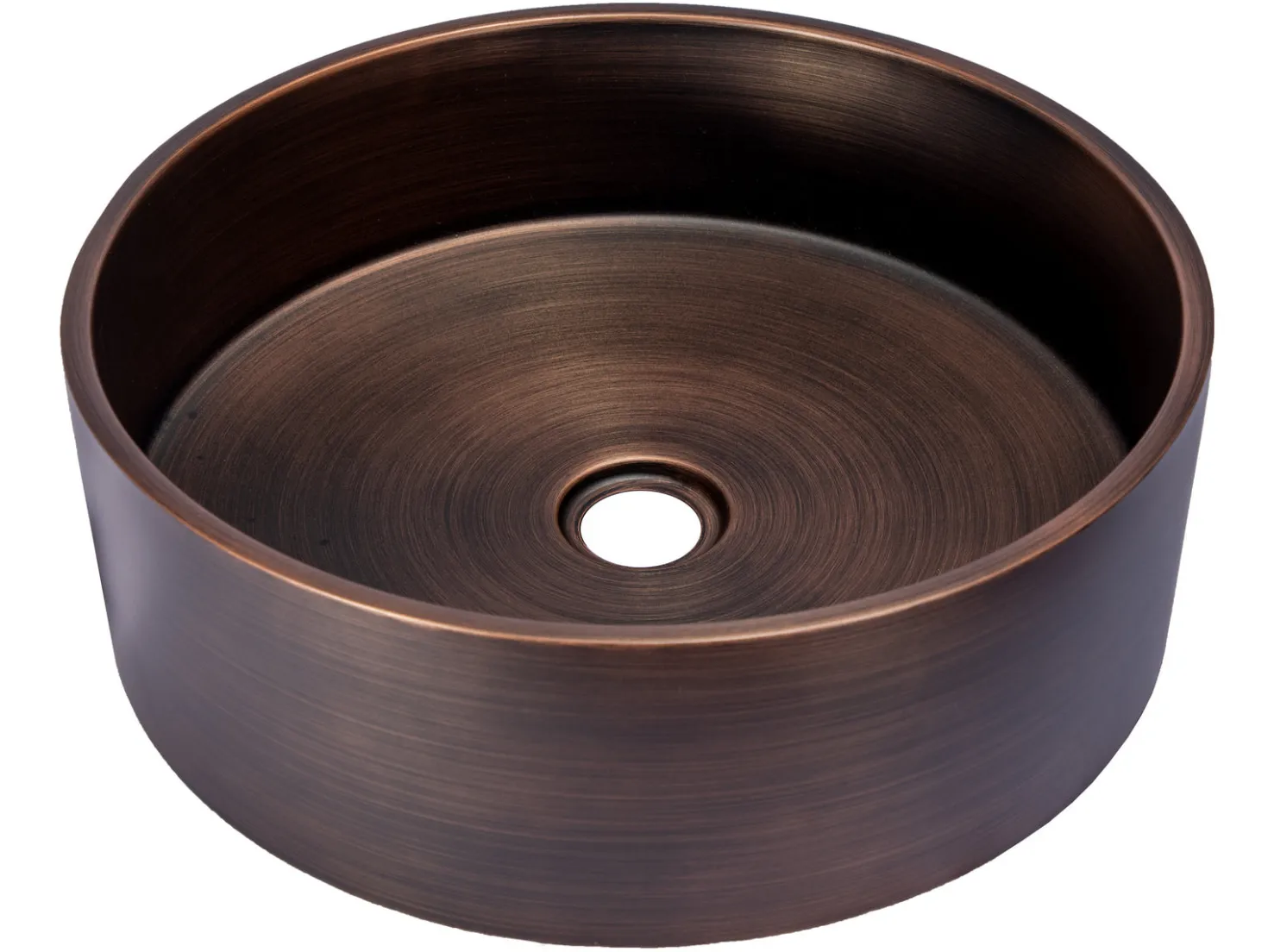 15 3/4" Round Thick Rim Stainless Steel Bathroom Vessel Sink with Drain in Bronze