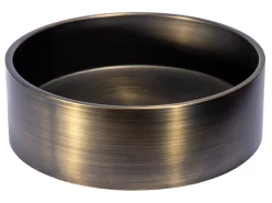 15 3/4" Round Thick Rim Stainless Steel Bathroom Vessel Sink with Drain in Antique