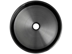 15 3/4" Round Thick Rim Stainless Steel Bathroom Vessel Sink with Drain in Black