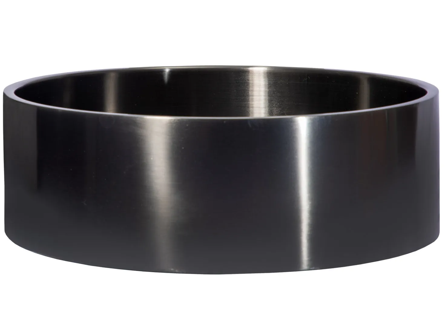 15 3/4" Round Thick Rim Stainless Steel Bathroom Vessel Sink with Drain in Black