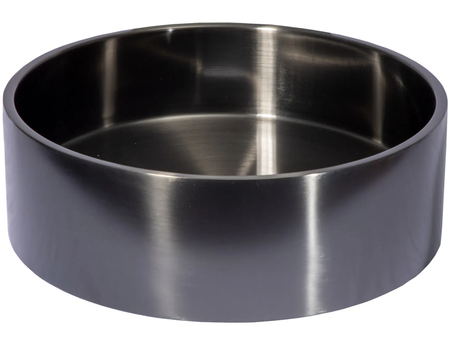 15 3/4" Round Thick Rim Stainless Steel Bathroom Vessel Sink with Drain in Black
