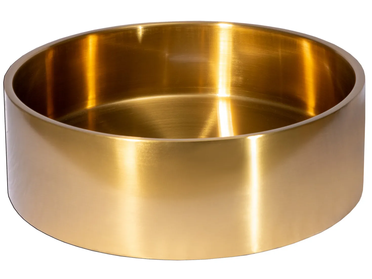 15 3/4" Round Thick Rim Stainless Steel Bathroom Vessel Sink with Drain in Gold