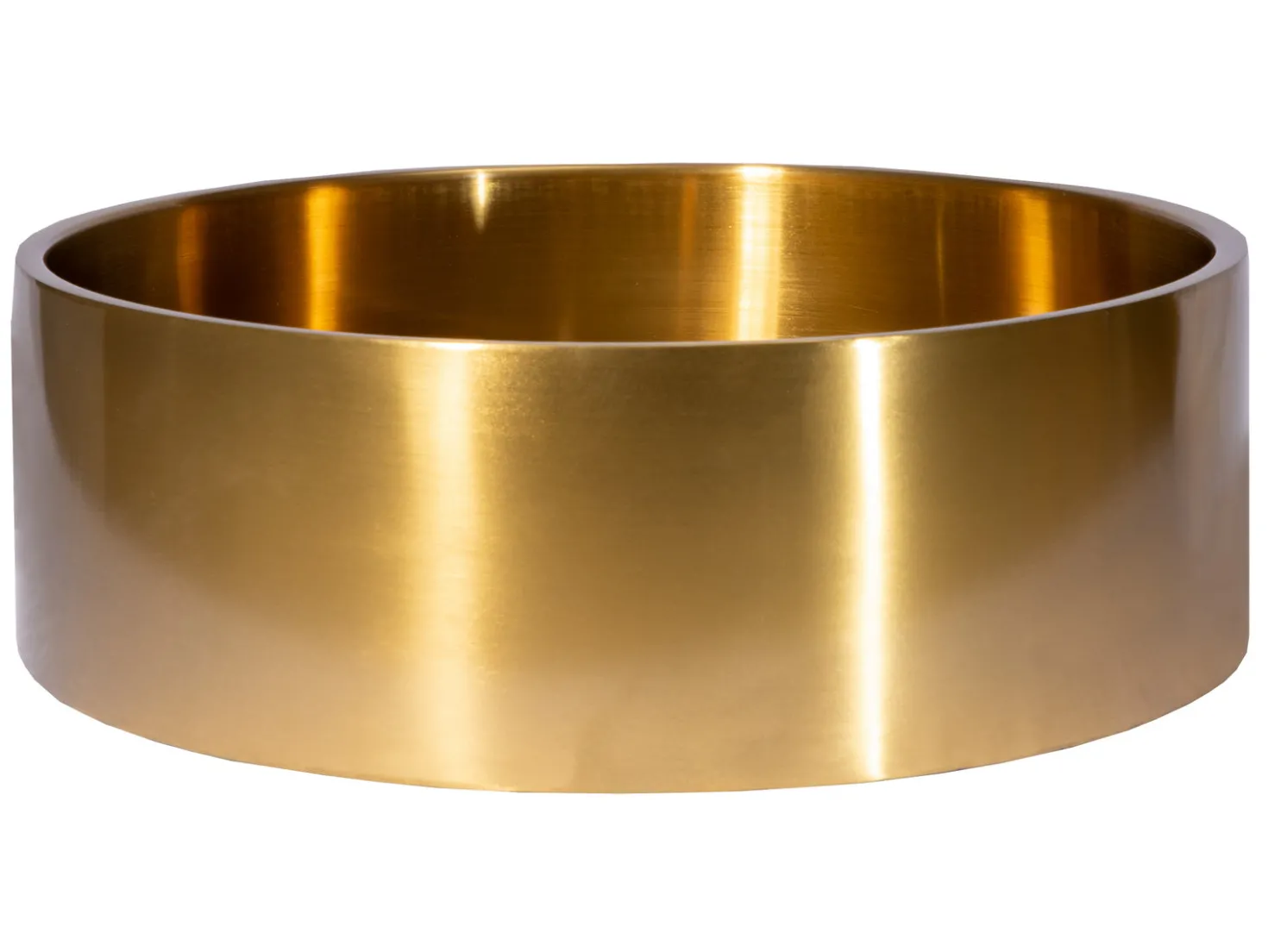 15 3/4" Round Thick Rim Stainless Steel Bathroom Vessel Sink with Drain in Gold