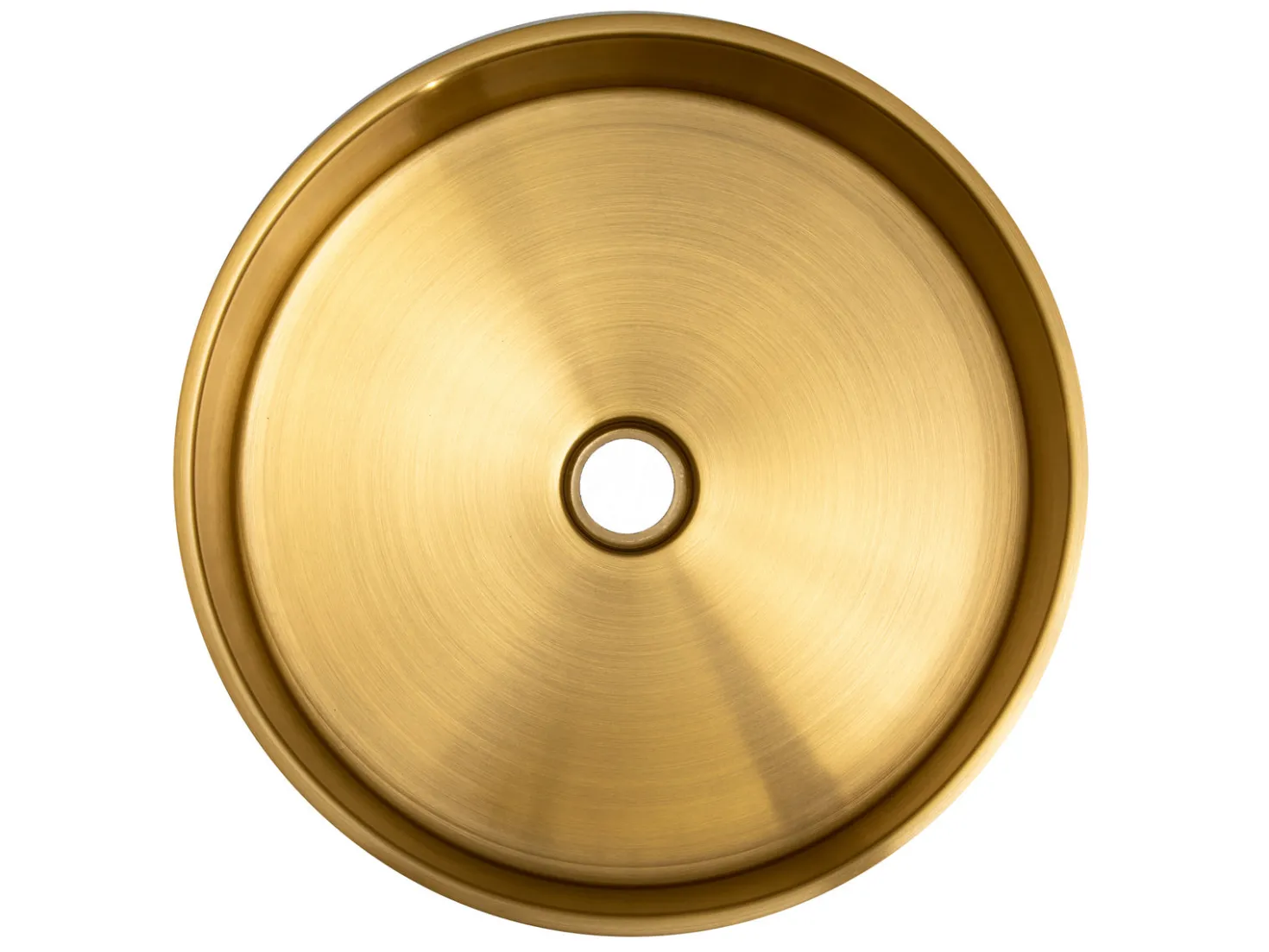 15 3/4" Round Thick Rim Stainless Steel Bathroom Vessel Sink with Drain in Gold