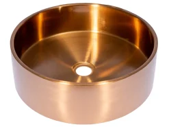 15 3/4" Round Thick Rim Stainless Steel Bathroom Vessel Sink with Drain in Rose Gold