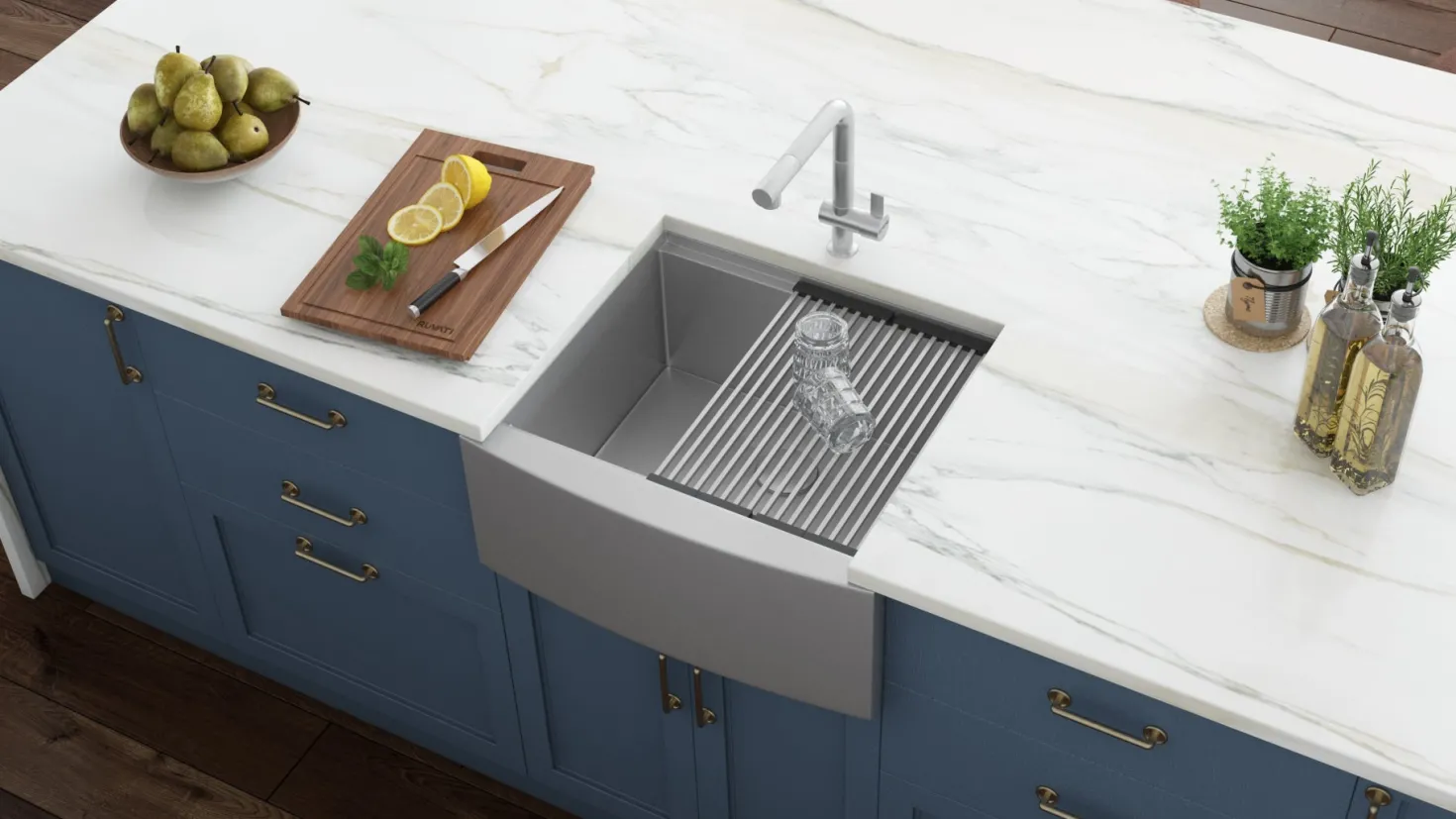 Ruvati 24" Apron-front Workstation Farmhouse 16 Gauge Stainless Steel Single Bowl Kitchen Sink