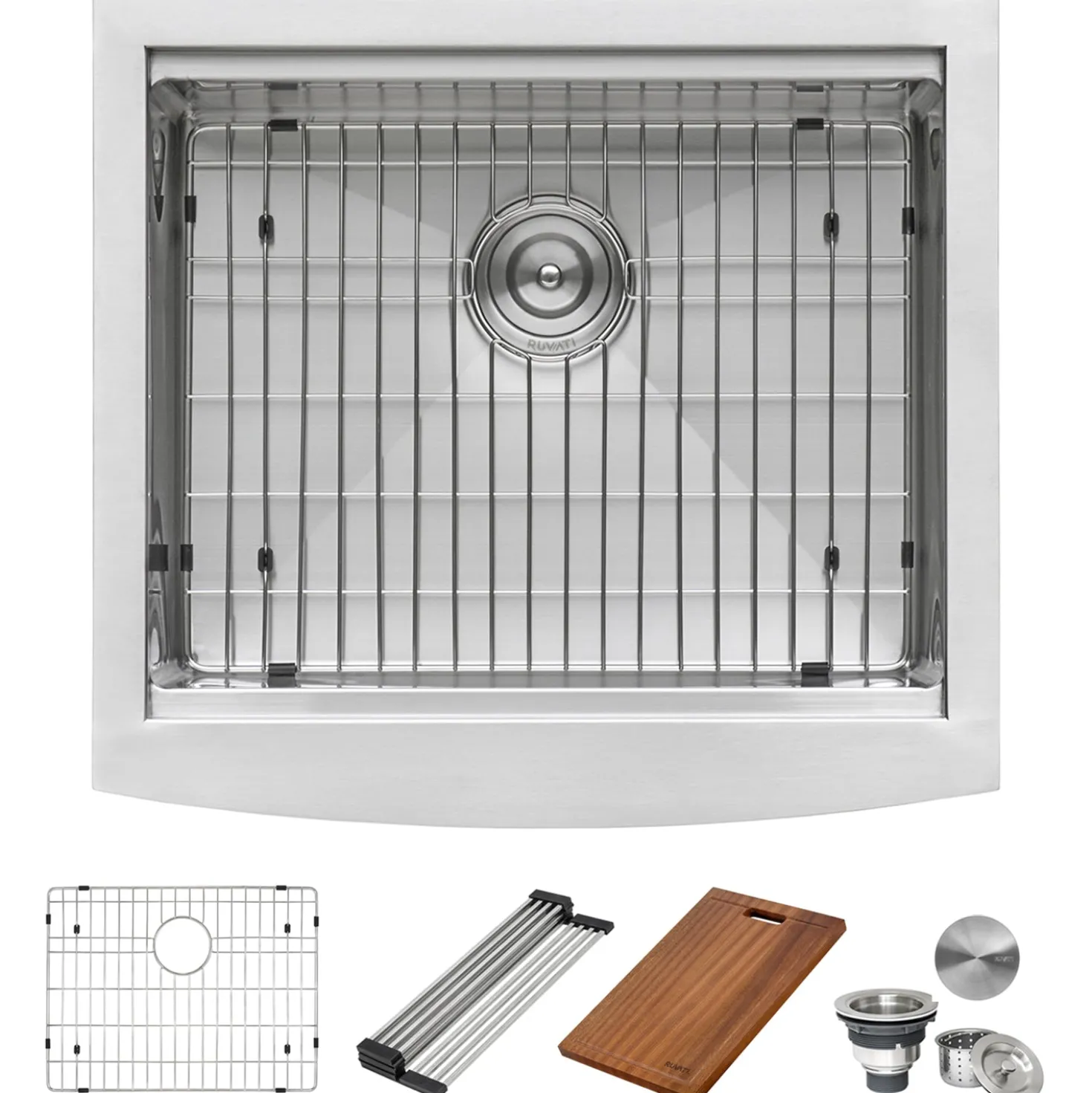 Ruvati 24" Apron-front Workstation Farmhouse 16 Gauge Stainless Steel Single Bowl Kitchen Sink