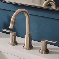 Ruvati Arti Two Handle Widespread Art Deco Bathroom Faucet in Brushed Nickel Stainless