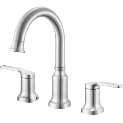 Ruvati Arti Two Handle Widespread Art Deco Bathroom Faucet in Brushed Nickel Stainless