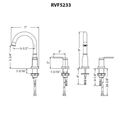 Ruvati Arti Two Handle Widespread Art Deco Bathroom Faucet in Brushed Nickel Stainless